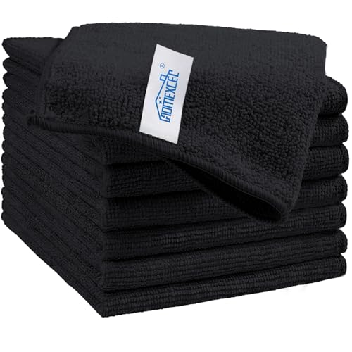 HOMEXCEL Black Microfiber Cleaning Cloth 8 Pack Cleaning Towels for Kitchen Lint Free ScratchFree Highly Absorbent and Reusable Cleaning Rags for House Window and Glass Cars 115 X115 inch - Image 1