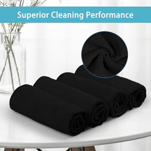 HOMEXCEL Black Microfiber Cleaning Cloth 8 Pack Cleaning Towels for Kitchen Lint Free ScratchFree Highly Absorbent and Reusable Cleaning Rags for House Window and Glass Cars 115 X115 inch - Image 3