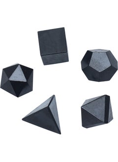 Crocon Crocon Black Tourmaline 5Pcs Platonic Solids Crystal Geometry Set, Platonic Solids Sacred Geometric Stones for Meditation Reiki Balancing Healing Chakra Stone Cleansing Spiritual Good Luck (15-20 mm) 
