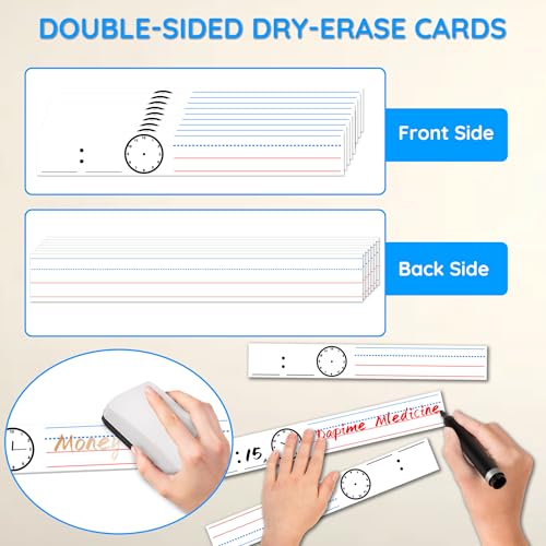 ZKOO Daily Schedule Pocket Chart, School Smart Pocket Chart with 18 Blank Double-Sided Reusable Cards, Teaching Scheduling Pocket Charts for Classroom 13+1 Pocket (Black) - Image 4