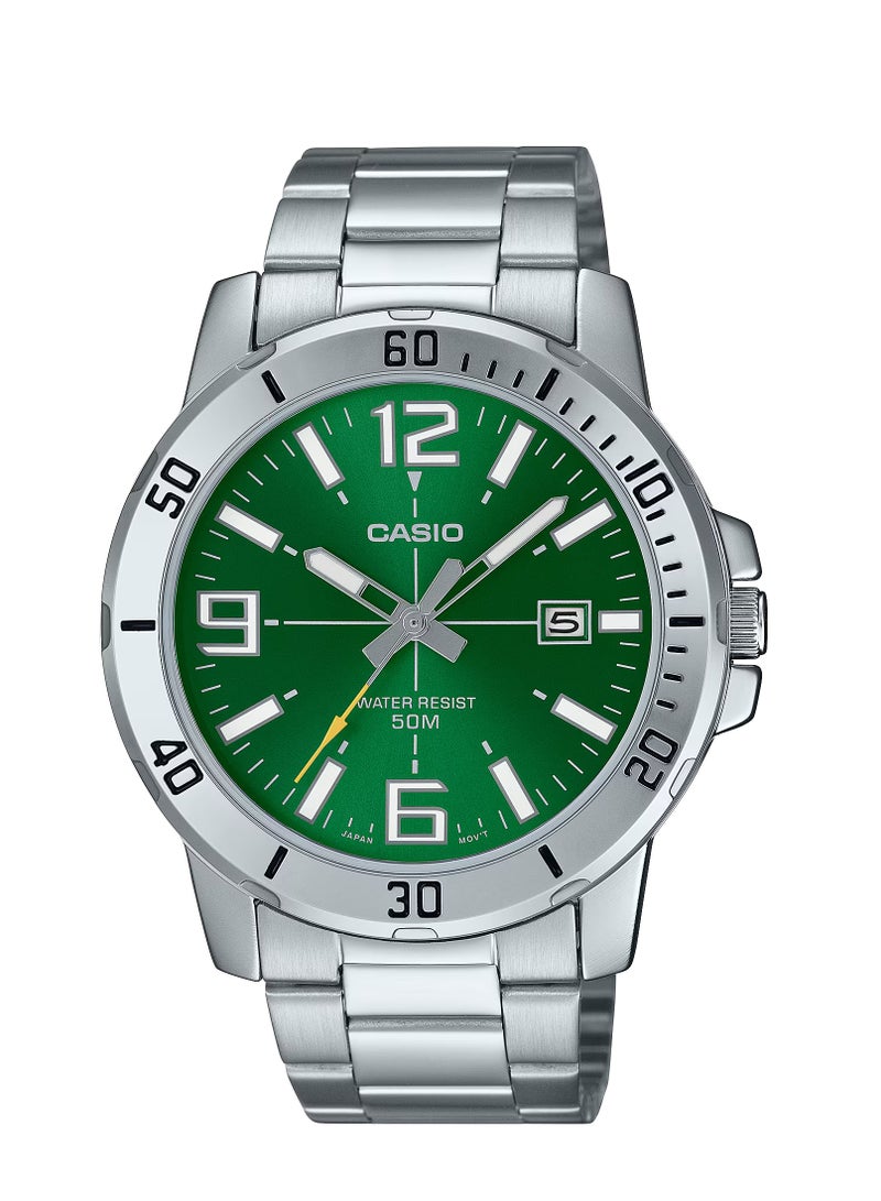 CASIO Quartz Analog Green Dial Stainless Steel Men's Watch MTP-VD01D-3BV