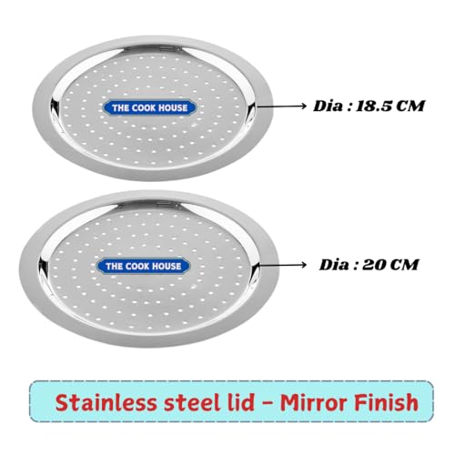 THE COOK HOUSE Stainless Steel Lid with Holes - Set for Kitchen Utensils |Multipurpose Round Steel Ciba/Lid – Jali Plate | Tope, Kadhai, Pan, Pot, Cheeba, Dhakan Cover/Chiba Set (Set of 2 (Small)) - Image 2