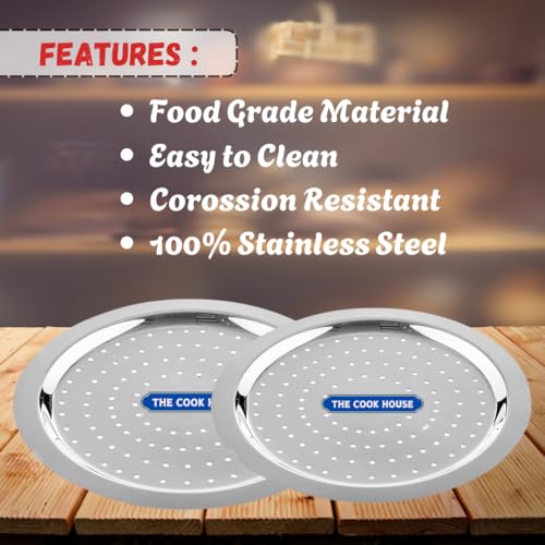 THE COOK HOUSE Stainless Steel Lid with Holes - Set for Kitchen Utensils |Multipurpose Round Steel Ciba/Lid – Jali Plate | Tope, Kadhai, Pan, Pot, Cheeba, Dhakan Cover/Chiba Set (Set of 2 (Small)) - Image 4