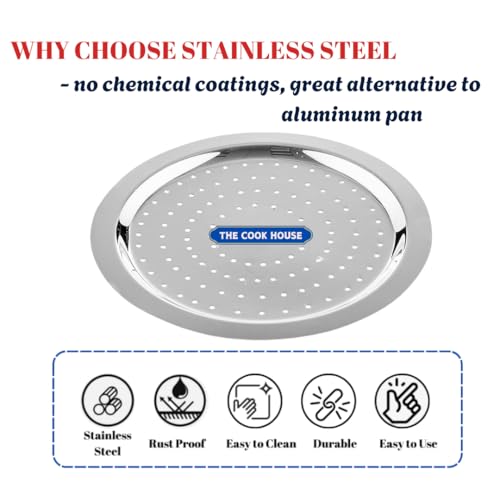 THE COOK HOUSE Stainless Steel Lid with Holes - Set for Kitchen Utensils |Multipurpose Round Steel Ciba/Lid – Jali Plate | Tope, Kadhai, Pan, Pot, Cheeba, Dhakan Cover/Chiba Set (Set of 2 (Small)) - Image 3