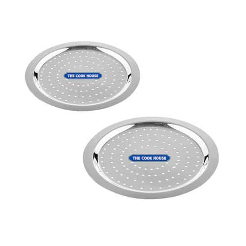 THE COOK HOUSE Stainless Steel Lid with Holes - Set for Kitchen Utensils |Multipurpose Round Steel Ciba/Lid – Jali Plate | Tope, Kadhai, Pan, Pot, Cheeba, Dhakan Cover/Chiba Set (Set of 2 (Small)) - Image 1