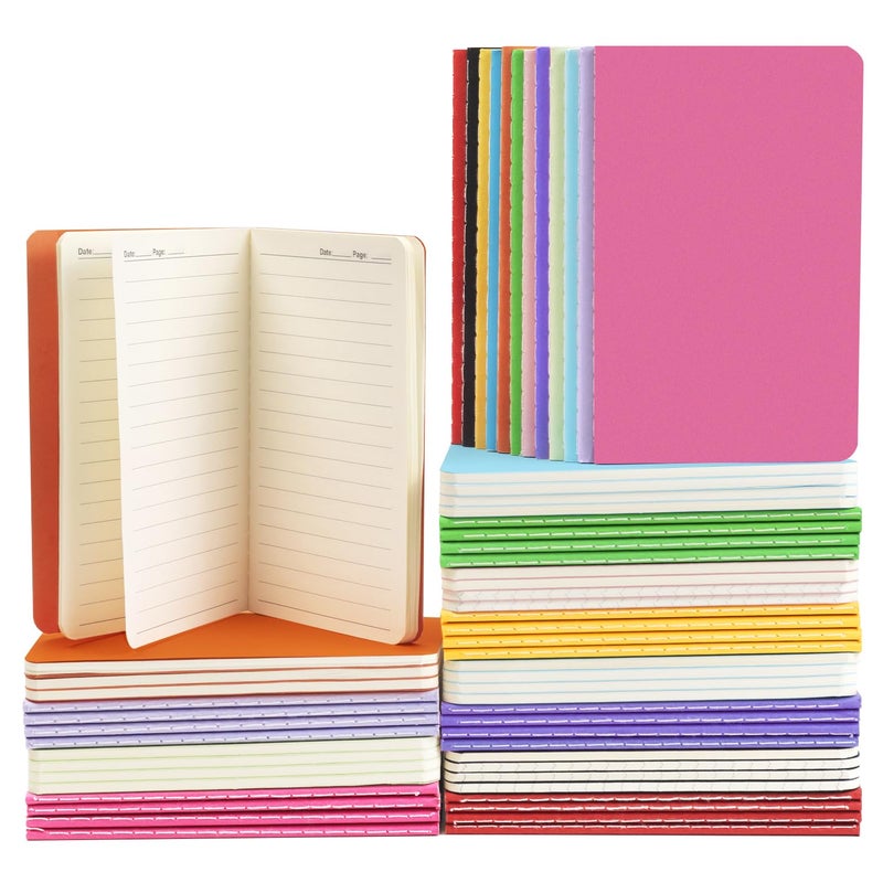 Lzerking Small Lined Notebooks Bulk 60 Packs Mini Journal Pocket Notepads Set Colorful Cover Notebooks Bulk Gifts for Kids 3.5 x 5.5 Inches, 30 Sheets/60 Pages - Image 1