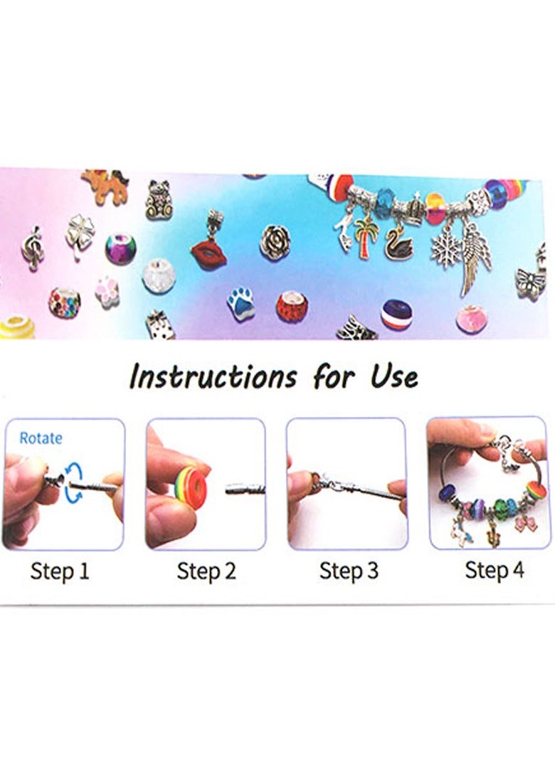 Pack of 63pcs Bracelet Craft Kit, Jewellery Making Set with Box for Girls, DIY Charm Bracelets Making Kit Gift for Kids and Adults, Present Jewellery Box Children's Craft Kit  - Image 3