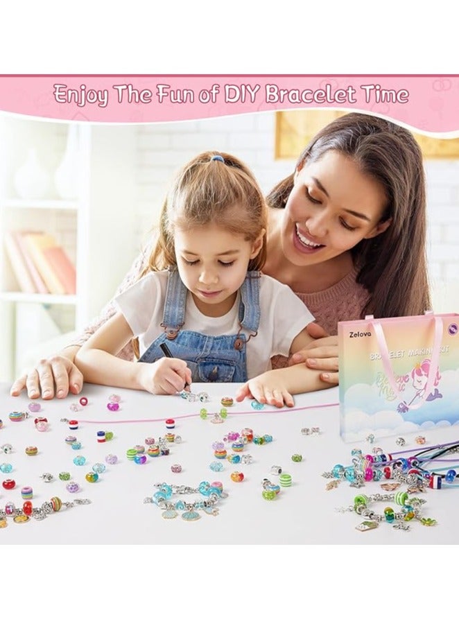 Pack of 63pcs Bracelet Craft Kit, Jewellery Making Set with Box for Girls, DIY Charm Bracelets Making Kit Gift for Kids and Adults, Present Jewellery Box Children's Craft Kit  - Image 4