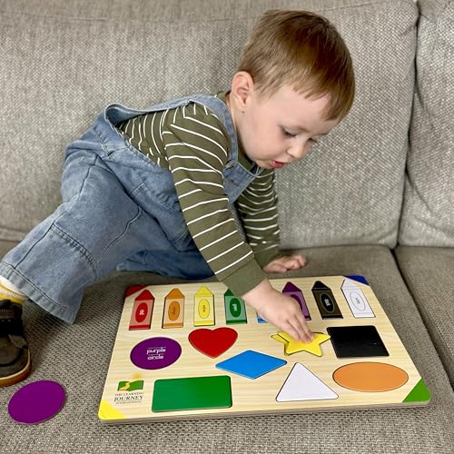 THE LEARNING JOURNEY رحلة التعلم: أحجية الرفع والتعلم للألوان والأشكال - ألعاب وأنشطة ما قبل المدرسة للأطفال من سن 3 سنوات وما فوق - لعبة تعليمية حائزة على جوائز - Image 2
