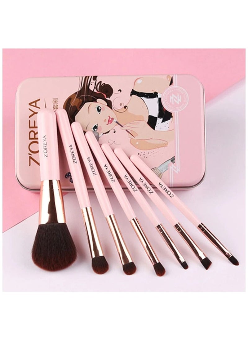 Zoreya - 7-Piece Makeup Brushes Set Eyeshadow Concealer Foundation Powder Blush Lip Eye Kabuki Blending Cosmetics Tool - Image 1