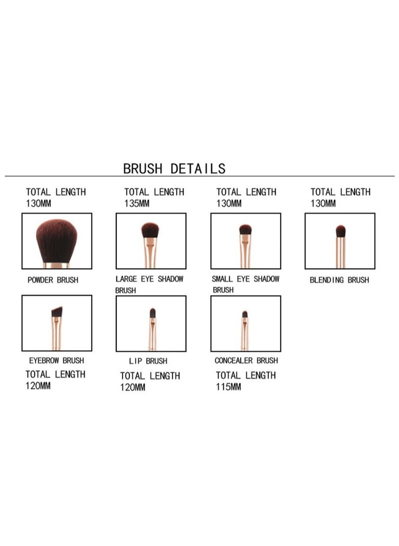 Zoreya - 7-Piece Makeup Brushes Set Eyeshadow Concealer Foundation Powder Blush Lip Eye Kabuki Blending Cosmetics Tool - Image 1