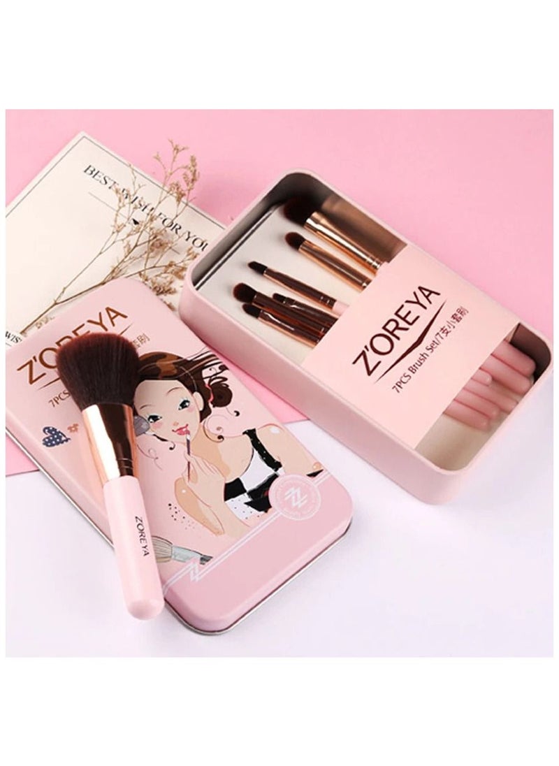 Zoreya - 7-Piece Makeup Brushes Set Eyeshadow Concealer Foundation Powder Blush Lip Eye Kabuki Blending Cosmetics Tool - Image 1