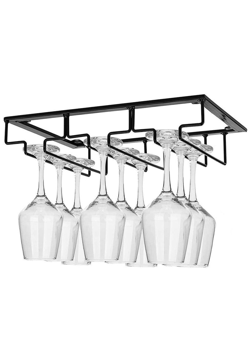HomarKet Metal Hanging Wine Glass Rack Under Cabinet  - Image 2