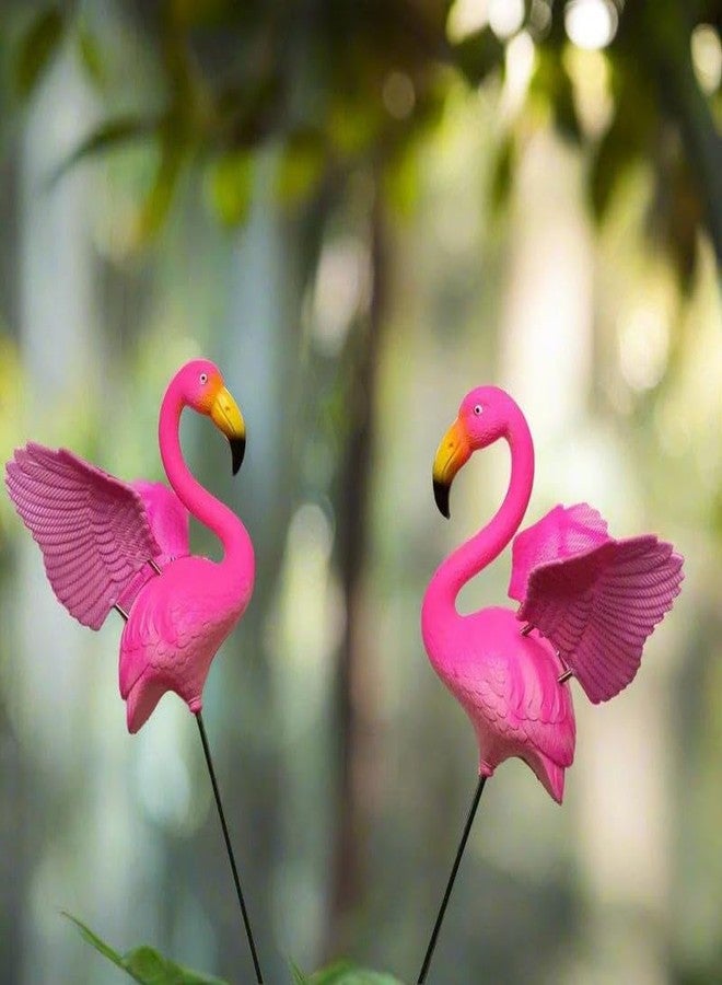 Mappa Flamingo PVC & Metal Garden Decoration Outdoor Stakes(Yard Plant, Lawn Décor, Garden décor, Outdoor Decor Stick) Multicolor (Pack of 6) - Image 1