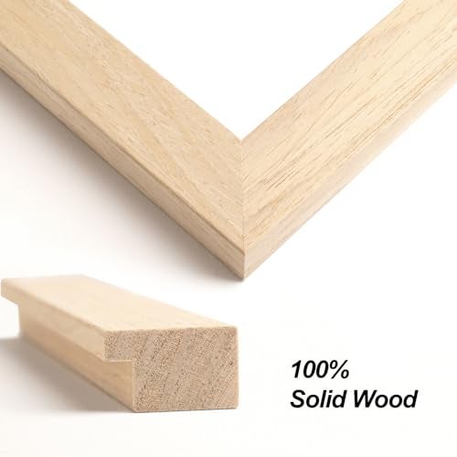 Yaetm Oak Wood 16x24 Frame Set of 3, Wide Molding, Natural Solid Wood Picture Frame 16x24 with Plexiglass for Wall Mount (3 pack, Oak) - Image 2
