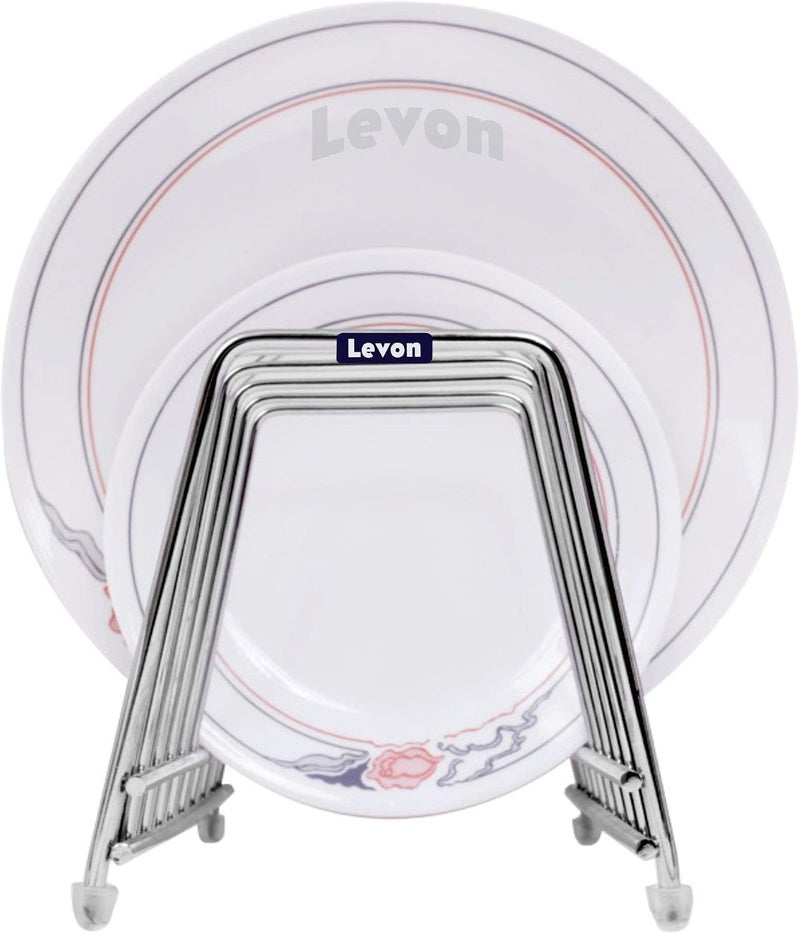 LEVON Stainless Steel Plate Rack | Dish Rack | Plate Stand | Dish Stand | Lid Holder Utensil Rack for Kitchen - Size (140 X 320 X 130 mm) | Special Nano Coating - Image 1