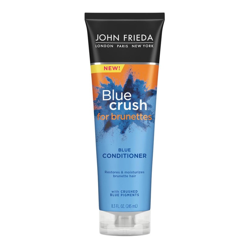 John Frieda Blue Crush Conditioner, Toning Conditioner for Brunette Hair, Nourishes Color-Treated and Natural Hair, Blue Pigments for Vibrant, Cool-Toned Brunette Hair by Reducing Orange Tones, 8.3 Oz - Image 1