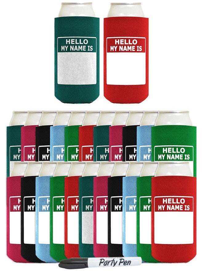 ThisWear Can Beverage Coolers Writable Hello My Name Is Name Tag Set 24-Pack Can Drink Thermocoolers Party Pack and Marker - Image 1