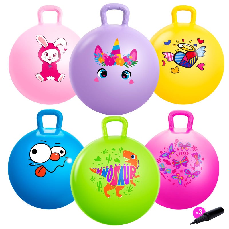 ZOOJOY 6pcs Hopper Balls for Kids 38 18In Bouncy Ball with Handle Sit on Hopping Toys for SportSchoolTeam Active Play Hippity Hop Ball for Indoor Outdoor Games with Pump - Image 3
