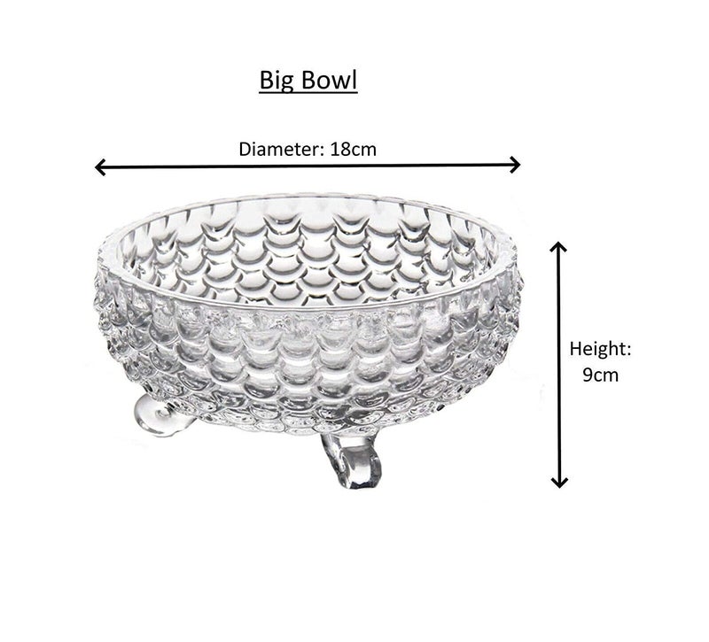 Swami Enterprise Crystal Ice Cream Bowl Glass Set of 7 pcs with 1 Large 1000 ml and 6 Medium Bowls 200 ml for Serving Snacks Fruits and Kitchen Purpose Glass Disposable Dessert Bowl Pack of 7 - Image 2