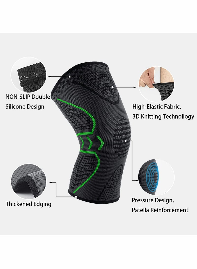 Excefore دعامة الركبة، دعم الأكمام الضاغطة للركبة للرجال والنساء | دعم الركبة للجري، كرة السلة، رفع الأثقال، صالة الألعاب الرياضية، التمرين، الرياضة 2 قطعة - Image 2