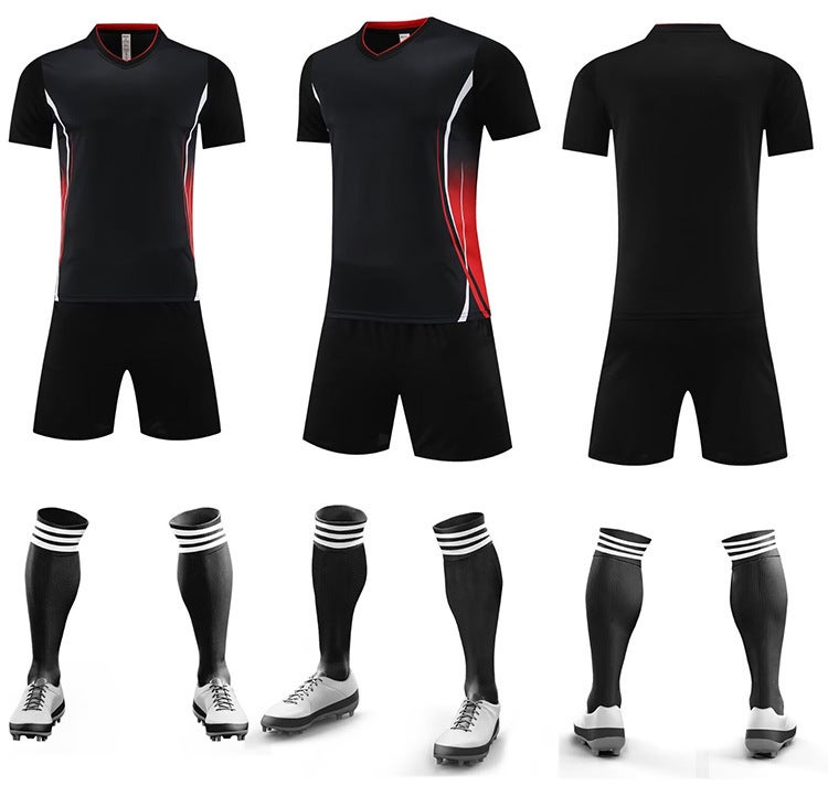 Football Uniform Suit For Adults And Children, Men'S Sports Training Clothing, Short-Sleeved Student Kindergarten Jersey, Light Plate Printing Number - Image 1