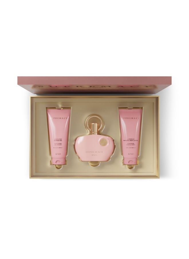 Afnan Gift Set Supremacy Pink Eau De Parfum, 100 Ml + Shower Gel 100 Ml + Body Lotion 100 Ml, Perfume Gift Set For Women  - Image 3
