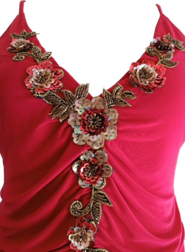 Women low high strap sequin party top lycra with chiffon - Image 3