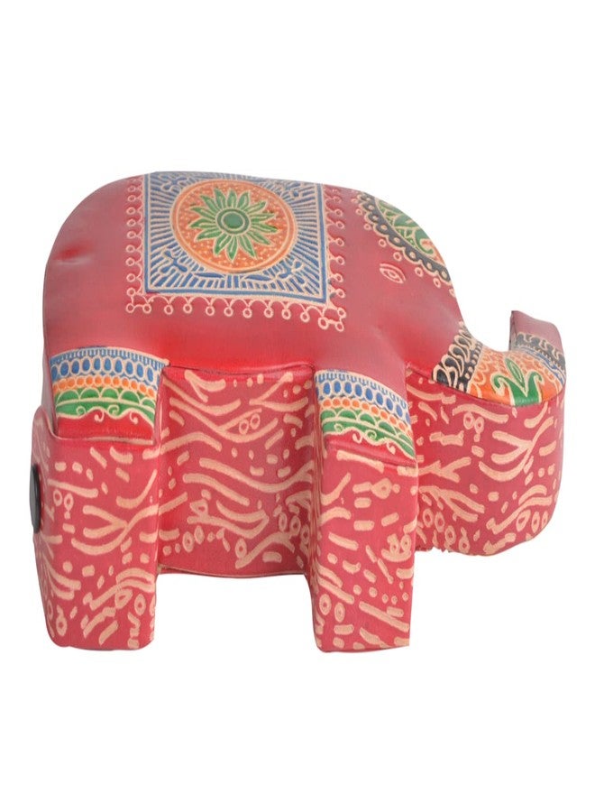 Chitrahar Elephant Shaped Leather Piggy Coin Bank (Red) - Image 4
