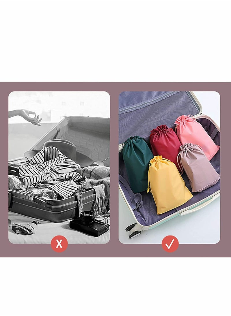 Excefore Travel Storage Bags,  12 Pcs Portable Luggage Bags, Reusable Saving Space Drawstring Seal Clothes Shoe Storage Bags, Waterproof Luggage Storage Pouch Wardrobe Storage Bags(6Color, 21x29cm）  - Image 4