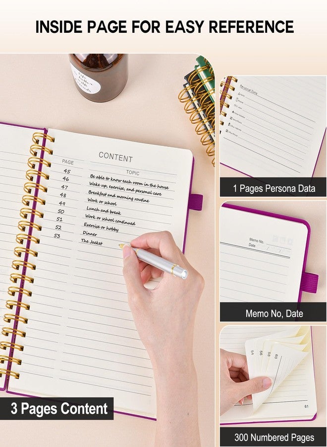 PERCUN Large Spiral Notebook Journal for Women Men - 300 Numbered Lined Pages, College Ruled, A4 Hardcover Spiral Bound Notebook for School, Work, Note Taking, Writing, Leather Spiral Journal 8.5"x11" - Image 5