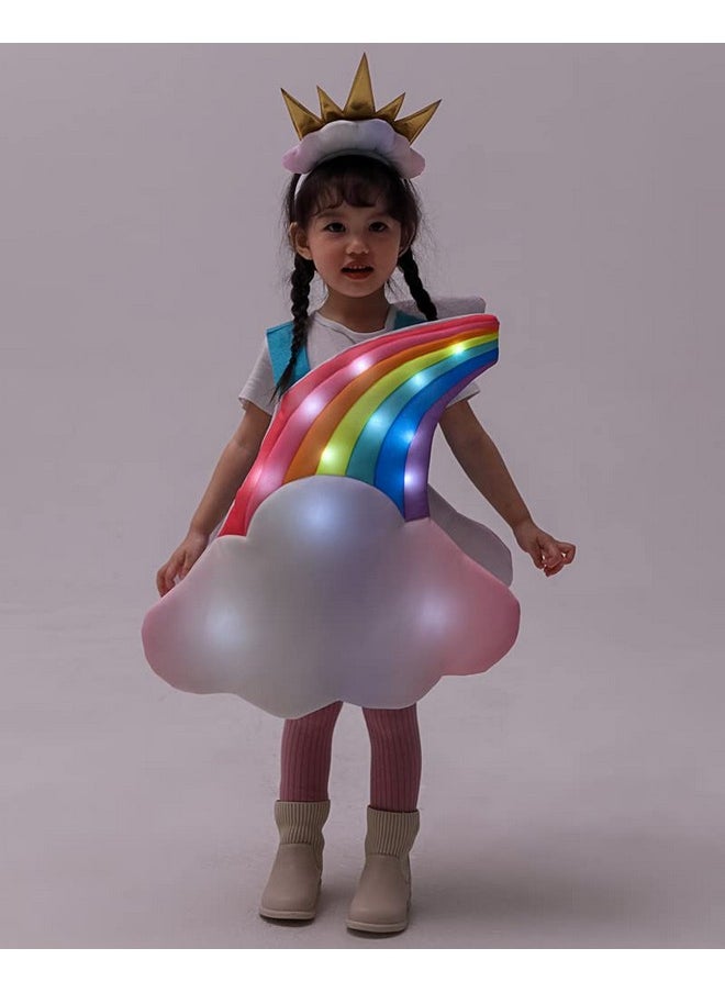 Seasons Toddler Light Up Rainbow Pretend Costume Cloud 7 Colors Rainbow Outfits With Sun Headpiece  - Image 2