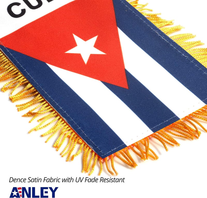 Anley 4 X 6 Inch Cuba Fringy Window Hanging Flag - Mini Flag Banner & Car Rearview Mirror Décor - Fringed & Double Sided - Cuban Hanging Flag with Suction Cup - Image 4