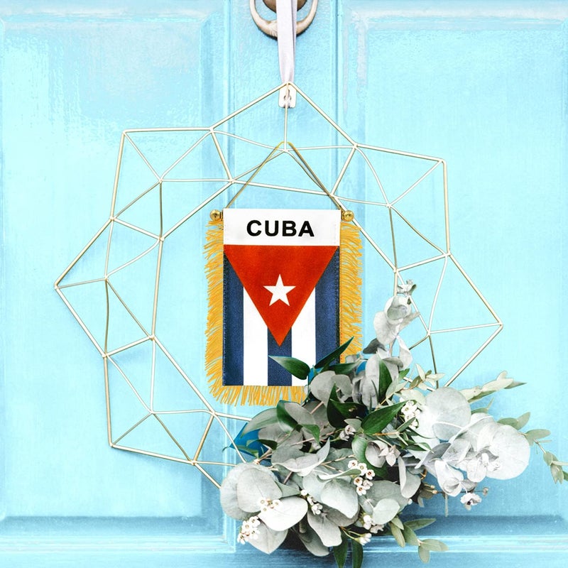 Anley 4 X 6 Inch Cuba Fringy Window Hanging Flag - Mini Flag Banner & Car Rearview Mirror Décor - Fringed & Double Sided - Cuban Hanging Flag with Suction Cup - Image 5