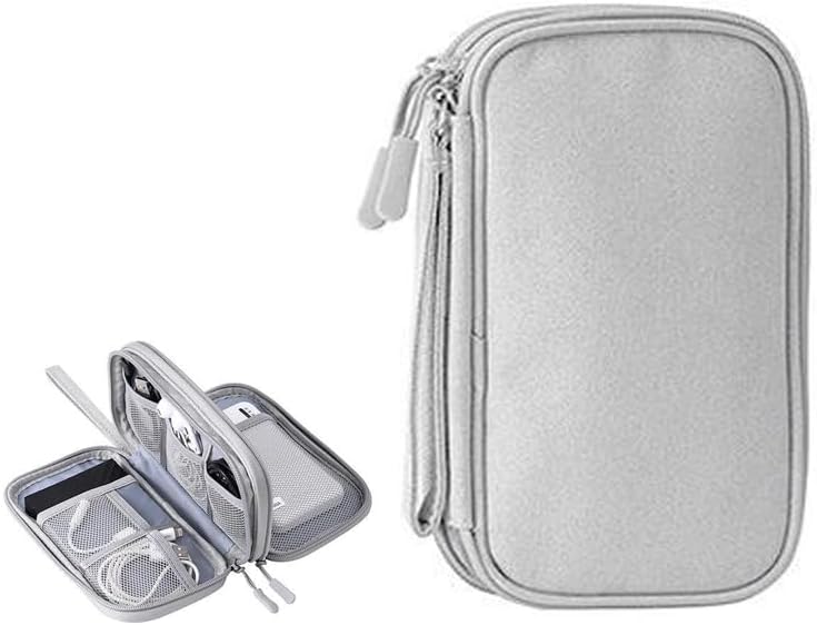 FYY Travel Cable Organizer Bag Pouch Electronic Accessories Carry Case Portable Waterproof Double Layers All-in-One Storage for Cord, Charger, Phone, Earphone Grey