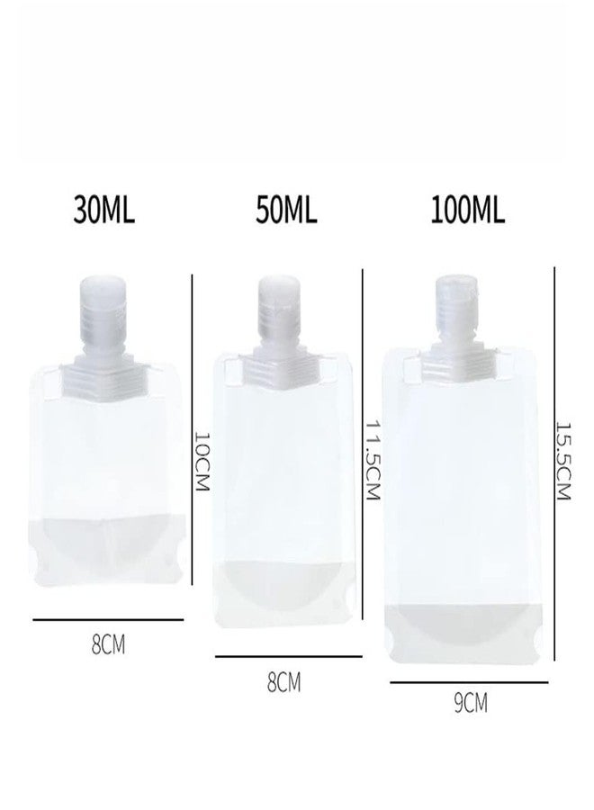 DAVALBA Travel Fluid Makeup Packing Bag 30Ml/50Ml/100Ml Refillable Pouches Empty Cosmetic Squeeze Pouch Leakproof Stand-Up Spout Bags Containers Foldable for Toiletries/Lotion/Shampoo - Image 2