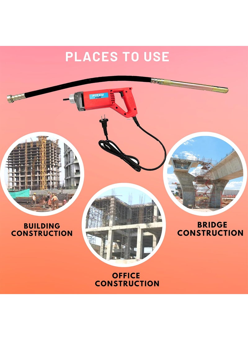 Fizzy Fun Fizzy Fun Concrete Vibrator With 3 Mitre Needle Shaft 1340WTT 13900RPM Electric Vibrator Machine  - Image 4