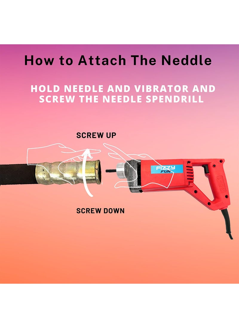 Fizzy Fun Fizzy Fun Concrete Vibrator With 3 Mitre Needle Shaft 1340WTT 13900RPM Electric Vibrator Machine  - Image 3