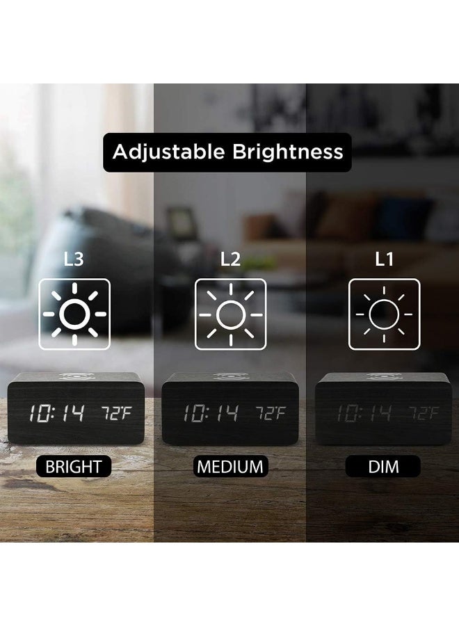 OCT17 Wooden Alarm Clock with Qi Wireless Charging Pad - Image 2