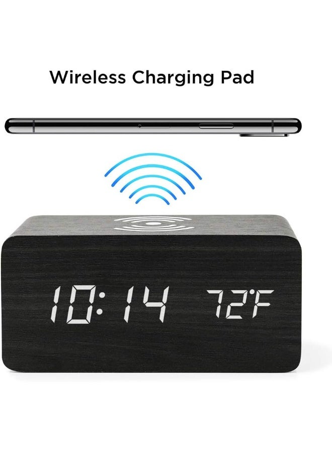 OCT17 Wooden Alarm Clock with Qi Wireless Charging Pad - Image 3