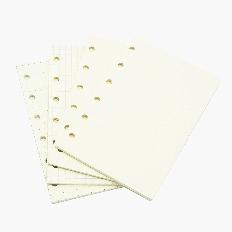 Harphia 6 Holes Binder Planner Refill with 4 Basic Designs, A7 Notebook Refill, 100gsm, Dot, Grid, Line, Blank Paper,4.84 x 3.23'', 80 sheets/160 Pages, Harphia - Image 2