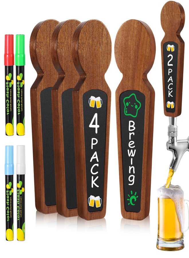 WELLBOM ٤ قطع من مقابض صنبور البيرة الخشبية، مقابض صنبور برميل البيرة، مقاس ٣/٨ بوصة - ١٦ UNC، مقابض صنبور من خشب الأبنوس، مقابض صنبور برميل البيرة، مع ٤ أقلام تحديد طباشيرية - Image 1