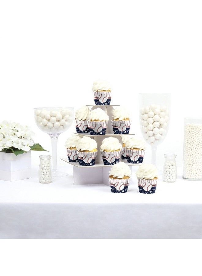 Big Dot of Happiness Batter Up Baseball Baby Shower Or Birthday Party Decorations Party Cupcake Wrappers Set Of 12  - Image 3