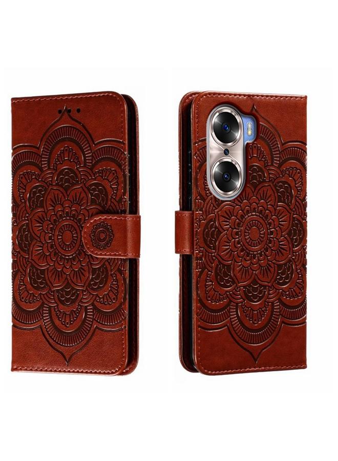S-TOP Case For Honor 60 Sun Mandala Embossing Pattern Phone Leather Case - Image 1