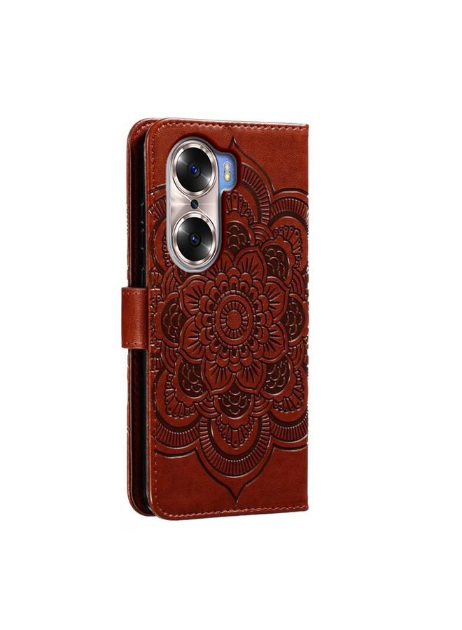 S-TOP Case For Honor 60 Sun Mandala Embossing Pattern Phone Leather Case - Image 3