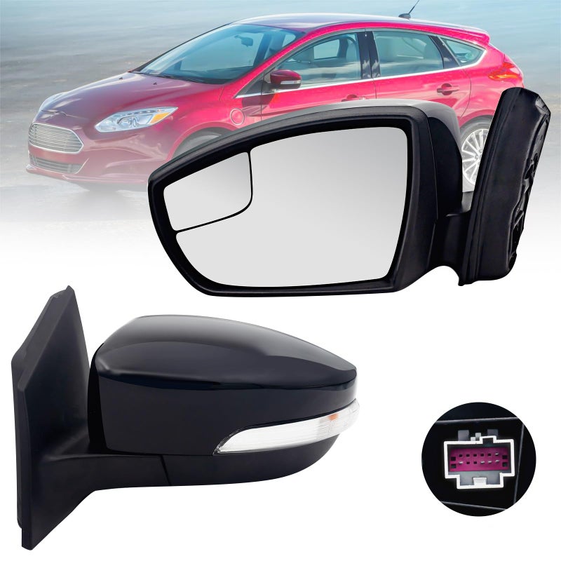 Driver Side Mirror Compatible With Ford Focus 20152018 With Turn Signal Light Manual Folding Power Glass 5Pins Rear View Door MirrorNonHeated