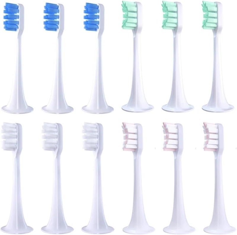 12pcs 4 Colors Soft Bristle Replacement Brush Heads For Oral Care Toothbrush - Image 1