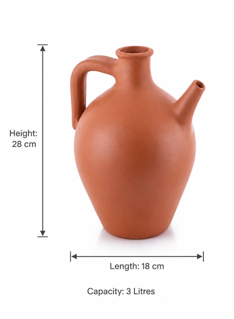 Elizi Ã‡Ã¶mlekleri Handmade Clay Pitcher with Handle & Spout - Medium Size - Image 2