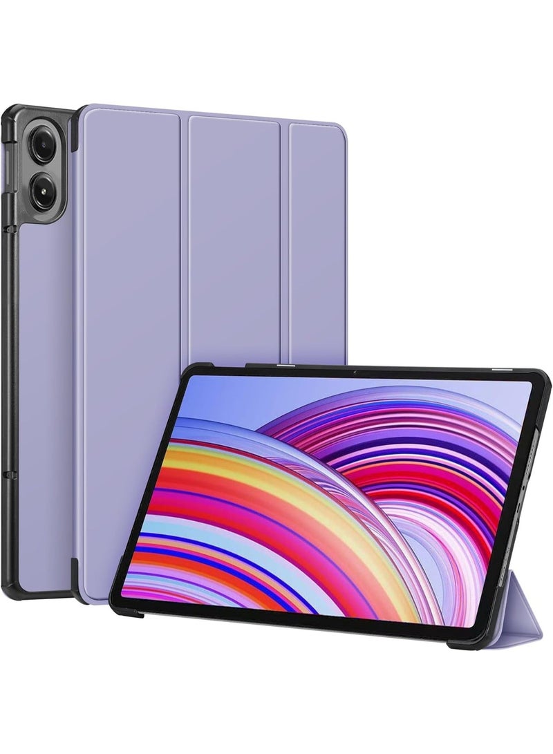 Tablet Cover Case with Pencil Holder, Soft TPU Back Trifold Stand Protective Smart Cover Flip, Auto Wake&Sleep For Xiaomi Redmi Pad Pro 12.1 Inch 2024 (Lavender) - Image 1