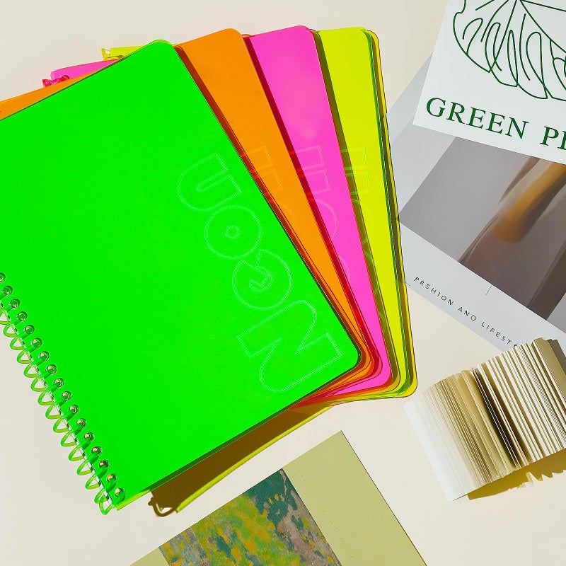 miikoul 4 Pack A5 Neon Spiral Lined Notebooks, 8.3" X 5.5", 80 Sheets/160 Pages Wide Ruled Notebook Spiral Journals Bulk Softcover Cover Notepad Color-Coded for Students Taking Class Notes Home Office (4) - Image 4